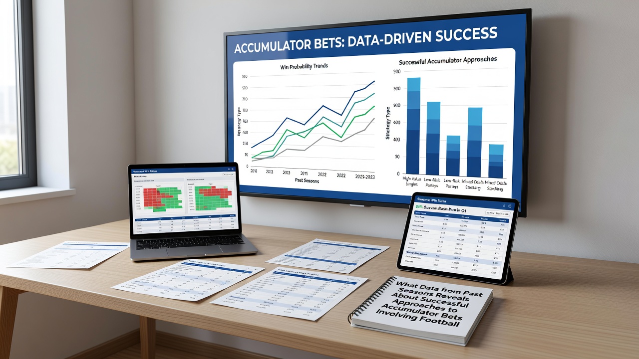 Data visualizations comparing accumulator success rates in football, tennis and horse racing
